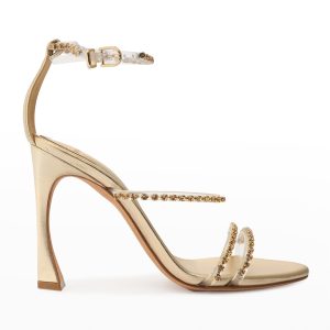 ALEXANDRE BIRMAN Dolores Crystal Metallic Ankle-Strap Sandals