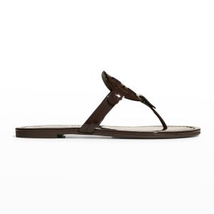 TORY BURCH Miller Logo Patent Flat Thong Sandals